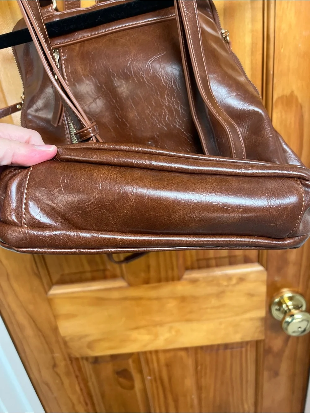 Antik Kraft Yara Vegan Leather Backpack Convertible to Crossbody Dark Brown